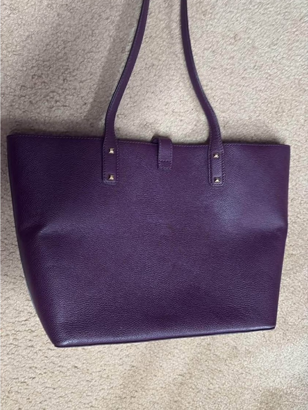 Michael Kors Plum Leather Tote with Gold-Tone Accents - Picture 4 of 4